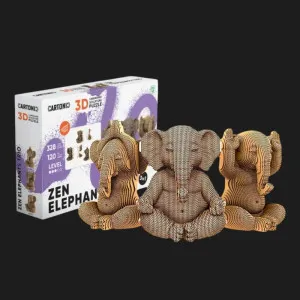Картонный 3D-пазл-конструктор Cartonic Трио Слонов (Zen elephants trio) (CARTTRIOZEN)