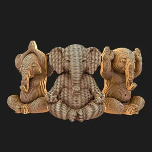 Картонный 3D-пазл-конструктор Cartonic Трио Слонов (Zen elephants trio) (CARTTRIOZEN)