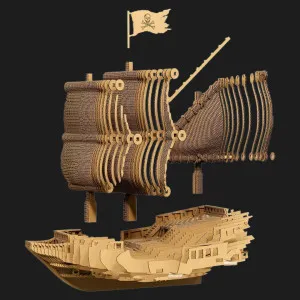 Картонный 3D-пазл-конструктор Cartonic Пиратский корабль (Pirate Ship) (CARTSHIP)