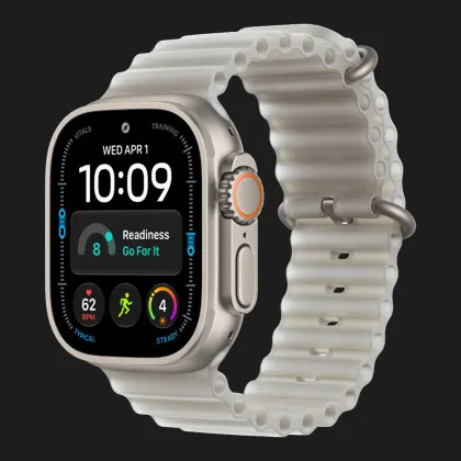Apple Watch Ultra 4 GPS + Cellular 49mm Natural Titanium Case with Translucent Gray Ocean Band