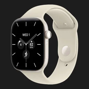 Apple Watch Series 12 GPS + LTE, 42mm Pearl White Ceramic Case with Sand Sport Band (S/M)
