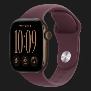 Apple Watch Series 12 GPS, 46mm Dark Bronze Aluminum Case with Burgundy Sport Band (M/L)