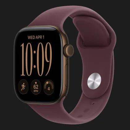 Apple Watch Series 12 GPS, 46mm Dark Bronze Aluminum Case with Burgundy Sport Band (M/L)
