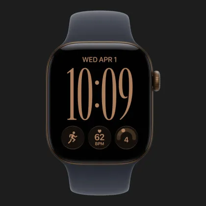Apple Watch Series 12 GPS, 46mm Dark Bronze Aluminum Case with Navy Blue Sport Band (M/L)