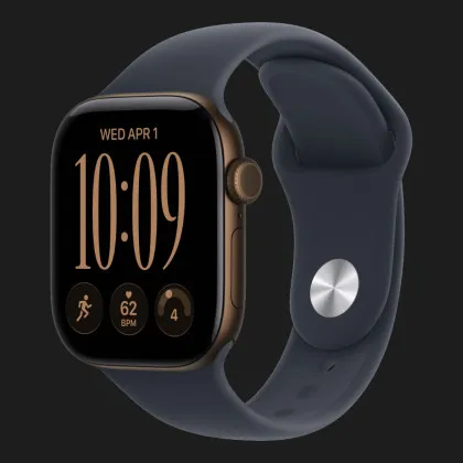 Apple Watch Series 12 GPS, 46mm Dark Bronze Aluminum Case with Navy Blue Sport Band (M/L)