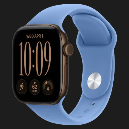 Apple Watch Series 12 GPS, 46mm Dark Bronze Aluminum Case with Wildflower Blue Sport Band (M/L)