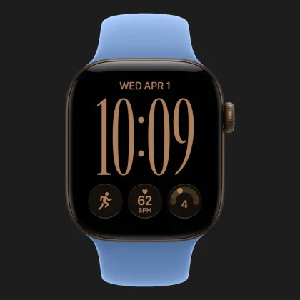 Apple Watch Series 12 GPS, 46mm Dark Bronze Aluminum Case with Wildflower Blue Sport Band (M/L)