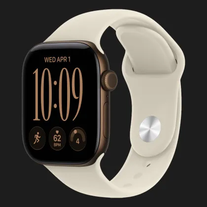 Apple Watch Series 12 GPS, 46mm Dark Bronze Aluminum Case with Sand Sport Band (M/L)
