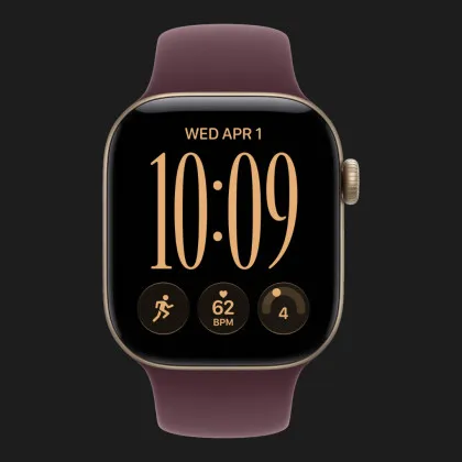 Apple Watch Series 12 GPS, 46mm Light Gold Aluminum Case with Burgundy Sport Band (M/L)