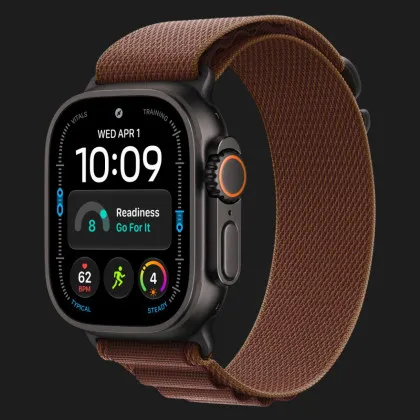  Apple Watch Ultra 4 GPS + LTE 49mm Black Titanium Case with Burgundy Alpine Loop - Large