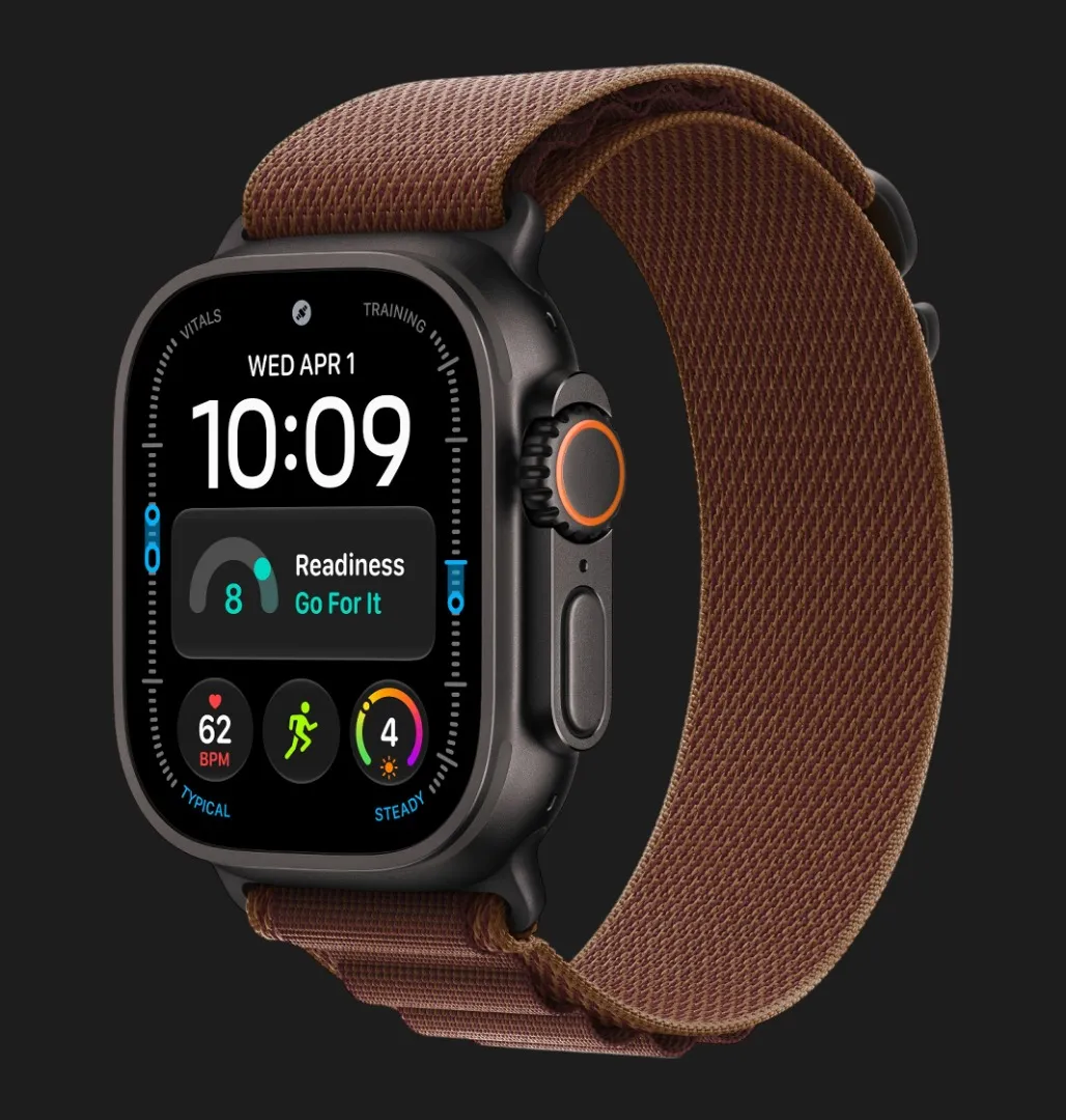 Apple Watch Ultra 4 GPS + LTE 49mm Black Titanium Case with Burgundy Alpine Loop - Medium (MJC14)