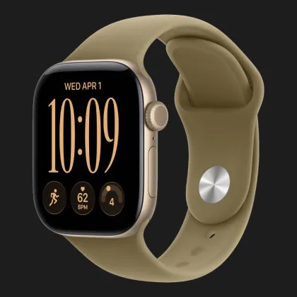 Apple Watch Series 12 GPS, 46mm Light Gold Aluminum Case with Olive Sport Band (M/L)