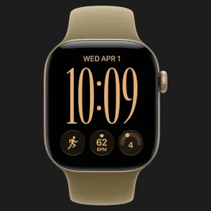Apple Watch Series 12 GPS, 46mm Light Gold Aluminum Case with Olive Sport Band (M/L)