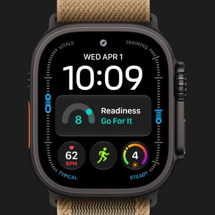 Apple Watch Ultra 4 GPS + LTE, 49mm Black Titanium Case with Desert Alpine Loop - Medium