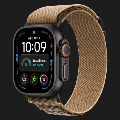 Apple Watch Ultra 4 GPS + LTE, 49mm Black Titanium Case with Desert Alpine Loop - Medium
