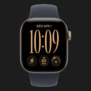 Apple Watch Series 12 GPS, 46mm Light Gold Aluminum Case with Navy Blue Sport Band (S/M)