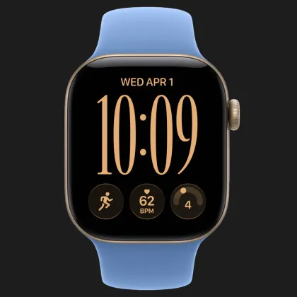 Apple Watch Series 12 GPS, 46mm Light Gold Aluminum Case with Wildflower Blue Sport Band (M/L)