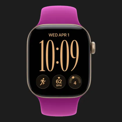 Apple Watch Series 12 GPS, 46mm Light Gold Aluminum Case with Magenta Sport Band (M/L)