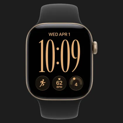 Apple Watch Series 12 GPS, 46mm Light Gold Aluminum Case with Black Sport Band (M/L)