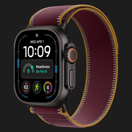 Apple Watch Ultra 4 GPS + LTE 49mm Black Titanium Case with Burgundy Trail Loop - M/L