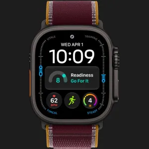 Apple Watch Ultra 4 GPS + LTE 49mm Black Titanium Case with Burgundy Trail Loop - M/L (MJC44)