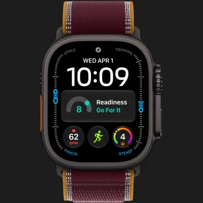 Apple Watch Ultra 4 GPS + LTE 49mm Black Titanium Case with Burgundy Trail Loop - M/L
