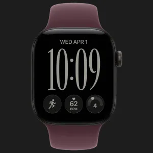 Apple Watch Series 12 GPS, 46mm Black Aluminum Case with Burgundy Sport Band (M/L)