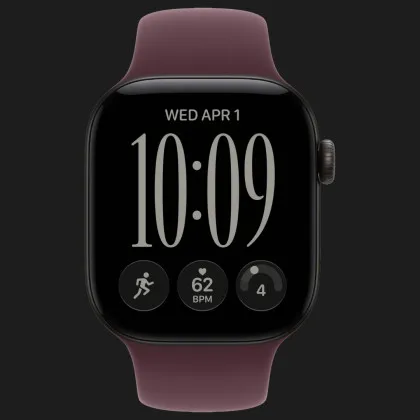 Apple Watch Series 12 GPS, 46mm Black Aluminum Case with Burgundy Sport Band (M/L)