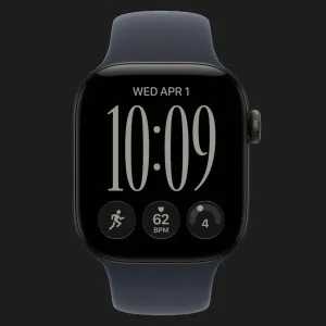 Apple Watch Series 12 GPS, 46mm Black Aluminum Case with Navy Blue Sport Band (M/L)