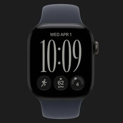 Apple Watch Series 12 GPS, 46mm Black Aluminum Case with Navy Blue Sport Band (M/L)