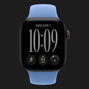 Apple Watch Series 12 GPS, 46mm Black Aluminum Case with Wildflower Blue Sport Band (M/L)