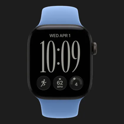 Apple Watch Series 12 GPS, 46mm Black Aluminum Case with Wildflower Blue Sport Band (M/L)