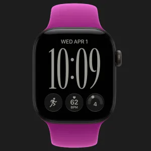 Apple Watch Series 12 GPS, 46mm Black Aluminum Case with Magenta Sport Band (M/L)