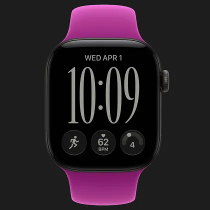 Apple Watch Series 12 GPS, 46mm Black Aluminum Case with Magenta Sport Band (M/L)