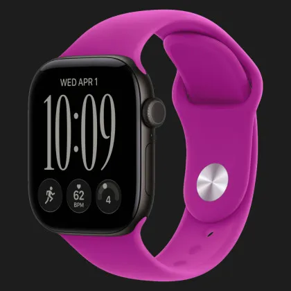 Apple Watch Series 12 GPS, 46mm Black Aluminum Case with Magenta Sport Band (M/L)
