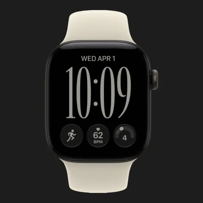 Apple Watch Series 12 GPS, 46mm Black Aluminum Case with Sand Sport Band (M/L)
