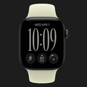 Apple Watch Series 12 GPS, 46mm Black Aluminum Case with Pale Succulent Sport Band (M/L)