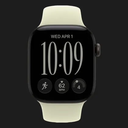 Apple Watch Series 12 GPS, 46mm Black Aluminum Case with Pale Succulent Sport Band (M/L)