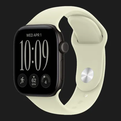 Apple Watch Series 12 GPS, 46mm Black Aluminum Case with Pale Succulent Sport Band (M/L)