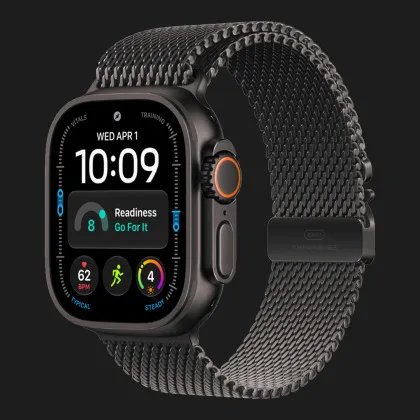 Apple Watch Ultra 4 GPS + LTE 49mm Black Titanium Case with Black Titanium Milanese Loop - Small