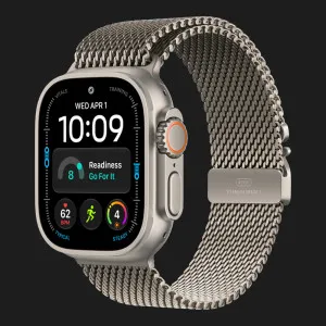 Apple Watch Ultra 4 GPS + LTE 49mm Natural Titanium Case with Natural Titanium Milanese Loop - Large