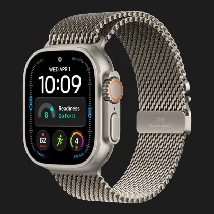 Apple Watch Ultra 4 GPS + LTE 49mm Natural Titanium Case with Natural Titanium Milanese Loop - Large