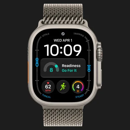 Apple Watch Ultra 4 GPS + LTE 49mm Natural Titanium Case with Natural Titanium Milanese Loop - Large