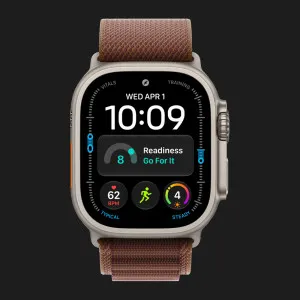 Apple Watch Ultra 4 GPS + LTE, 49mm Natural Titanium Case with Burgundy Alpine Loop - Small