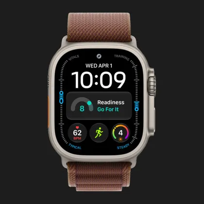 Apple Watch Ultra 4 GPS + LTE, 49mm Natural Titanium Case with Burgundy Alpine Loop - Small