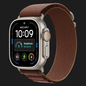 Apple Watch Ultra 4 GPS + LTE, 49mm Natural Titanium Case with Burgundy Alpine Loop - Small