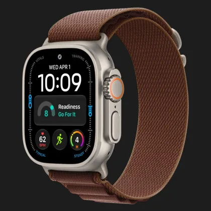 Apple Watch Ultra 4 GPS + LTE, 49mm Natural Titanium Case with Burgundy Alpine Loop - Small