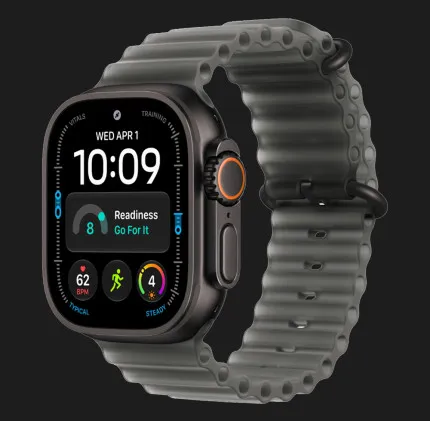 Apple Watch Ultra 4 GPS + LTE 49mm Black Titanium Case with Translucent Black Ocean Band (MJAY4)