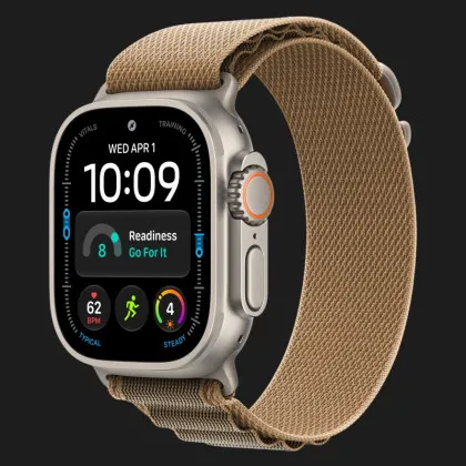 Apple Watch Ultra 4 GPS + LTE 49mm Natural Titanium Case with Desert Alpine Loop - Large