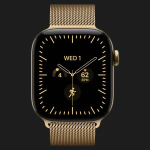 Apple Watch Series 12 GPS+LTE, 46mm Radiant Gold Titanium Case with Radiant Gold Milanese Loop (S/M)